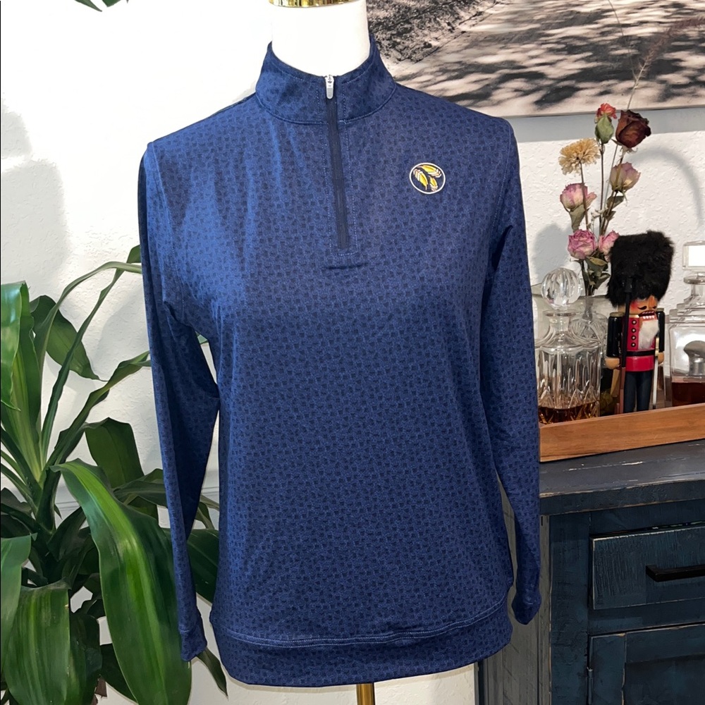 NWT Peter Millar Navy Patterned Quarter-Zip Sweatshirt large